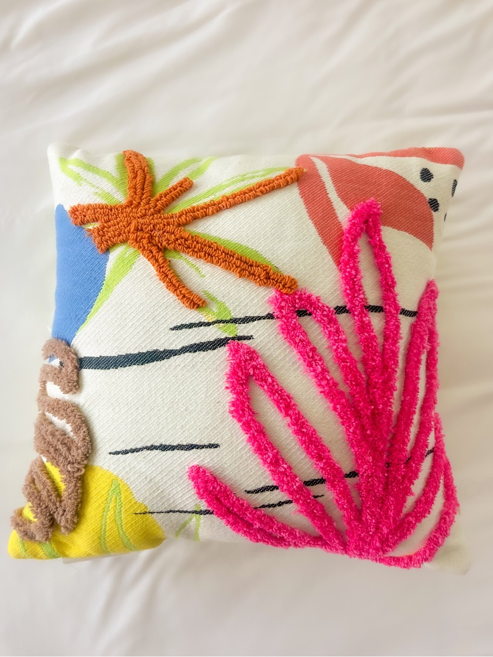 Multicolor Abstract Flower Tufted Throw Pillow – Indoor/Outdoor